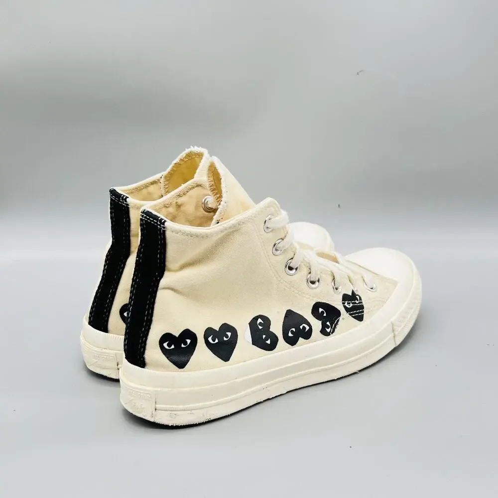 Converse Shoes Womens 8 Mens 6 Beige Chuck Taylor All Star CdG PLAY Sneakers - Picture 7 of 11